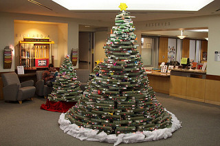 National Union Catalog Christmas Tree at Gleeson Library, USF.  Courtesy of Shawn, Flickr