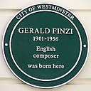 Gerald Fnzi was born here - plaque in City of Westminster
