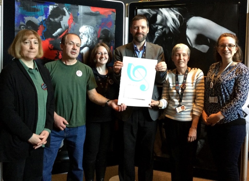 The Barbican team. From left to right: Danae Robertson, Michael Southwell, Jacky Mitchell, Richard Jones, Sue Popkin, and Charlotte Jones. 