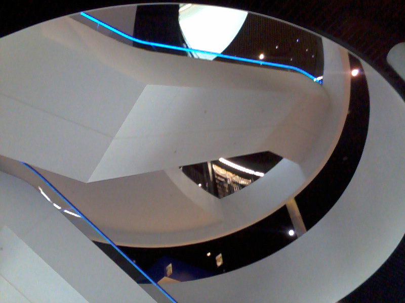 NOT the Starship Enterprise, but a view upwards through the centre of Birmingham Library.